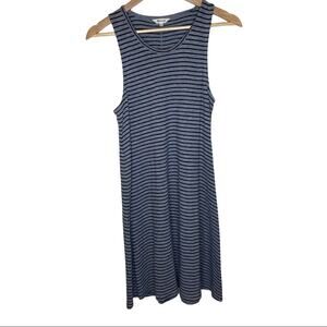 Madewell High Point Dress Sleeveless Black Gray Striped Small